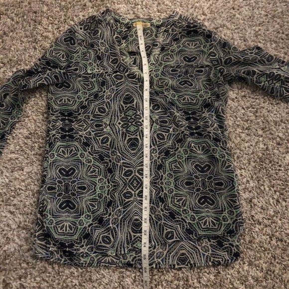 Democracy Paisley Print Tie Split Round Neck 3/4 Blouson Sleeve Top Size Small - Picture 7 of 7